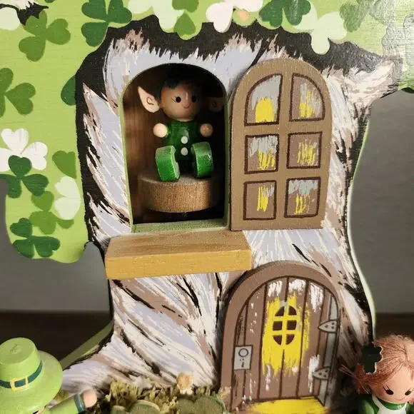 Vintage Schmid Music Box Tree When Irish Eyes Are Smiling Spinning Leprechaun